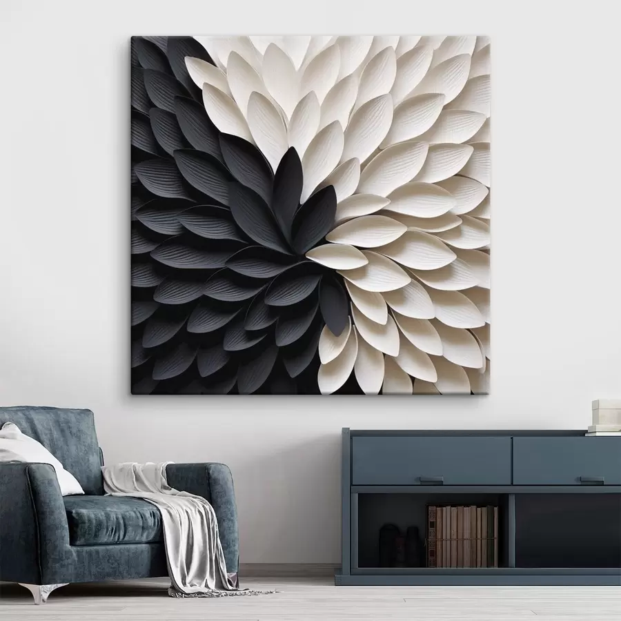 Obraz Kontrastní světlé a tmavé okvětní lístky ve tvaru květu Č. s48604