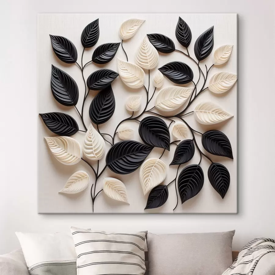 Obraz Složení černých a světlých listů na větvích Č. s48606
