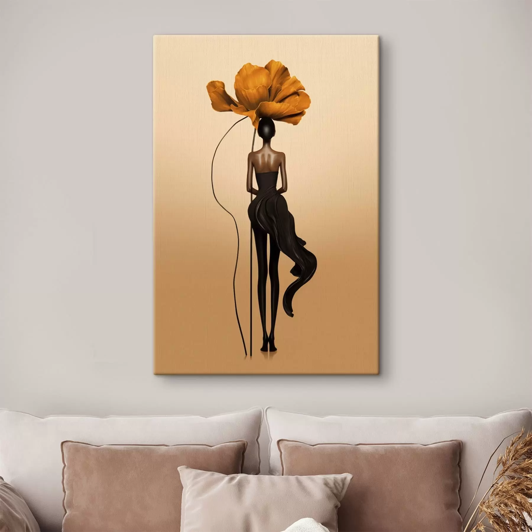 Obraz Stylizovaná postava s velkou květinou místo hlavy Č. s48618