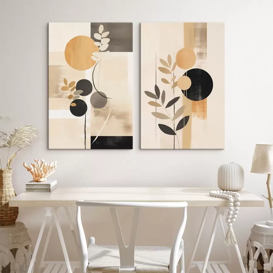 Obraz Abstrakce s listy a kruhy Č. m30133