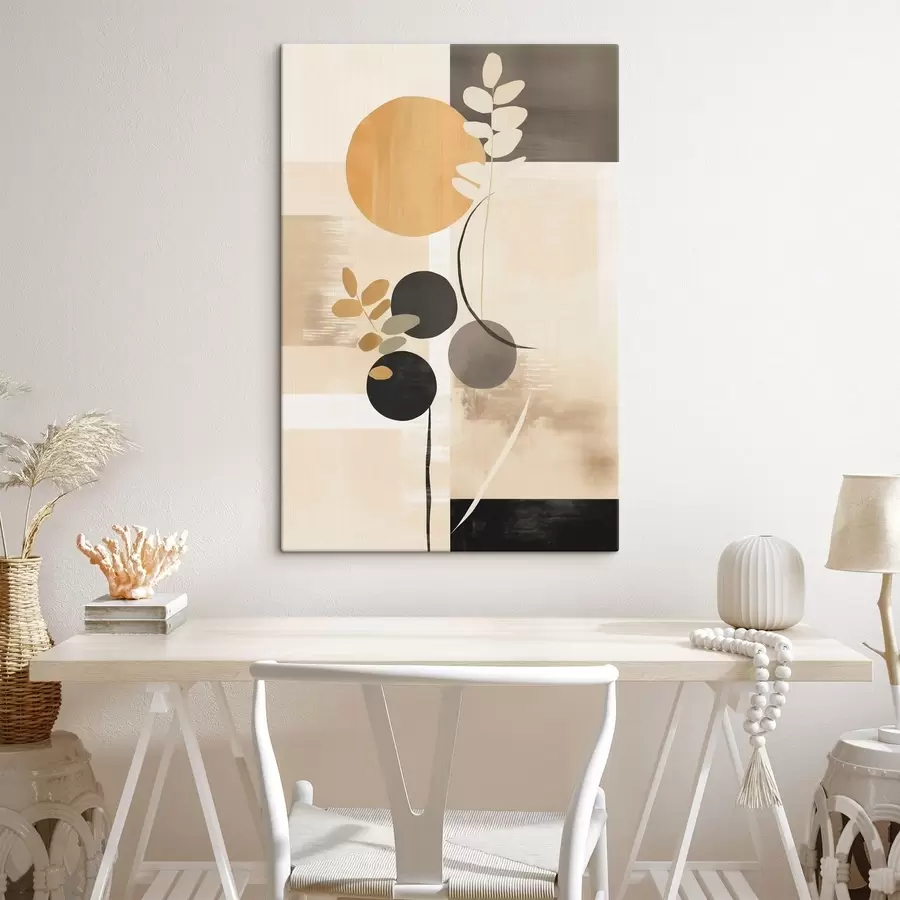 Obraz Abstrakce s listy a kruhy Č. s48612