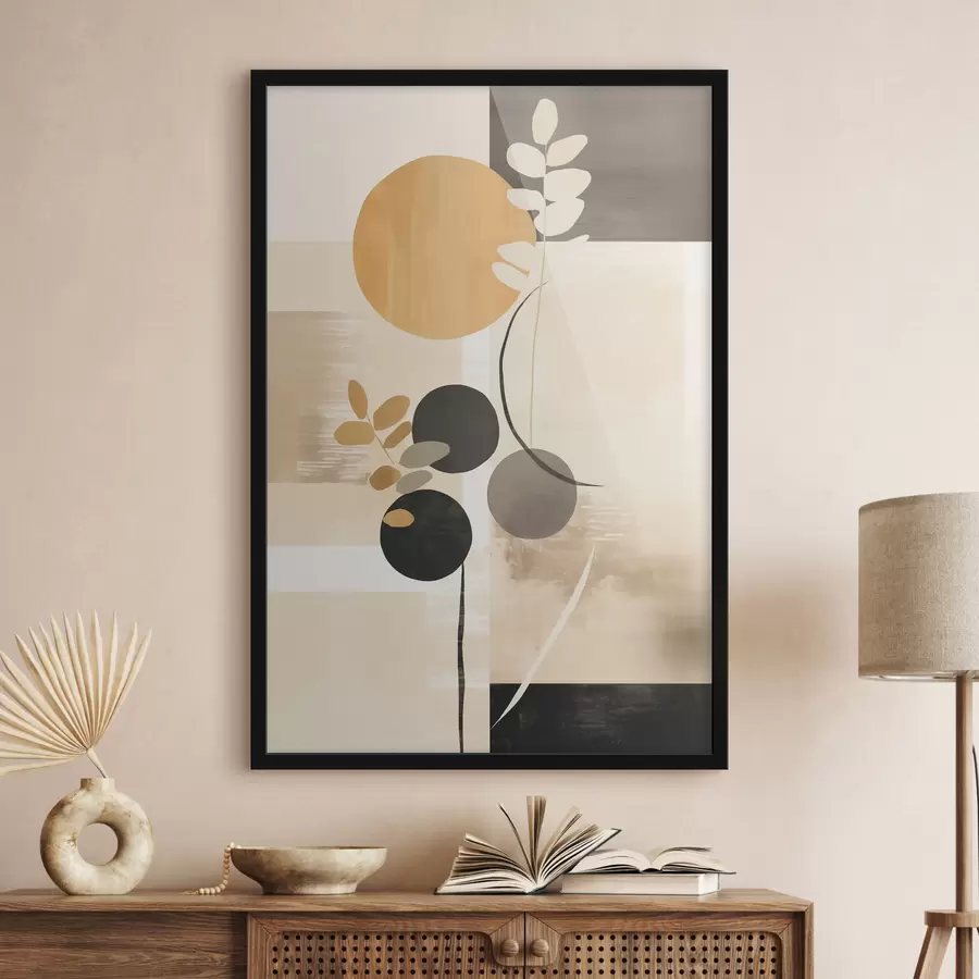 Fototapet Abstrakce s listy a kruhy f48612