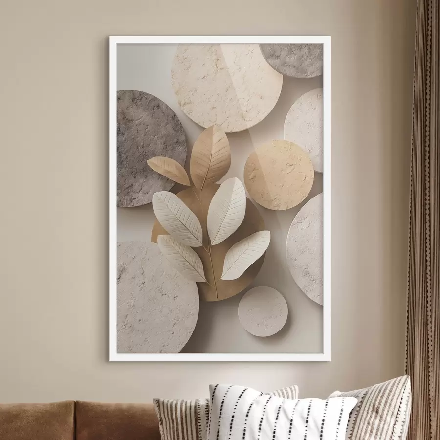 Fototapet Kompozice s listy a kruhy f48691