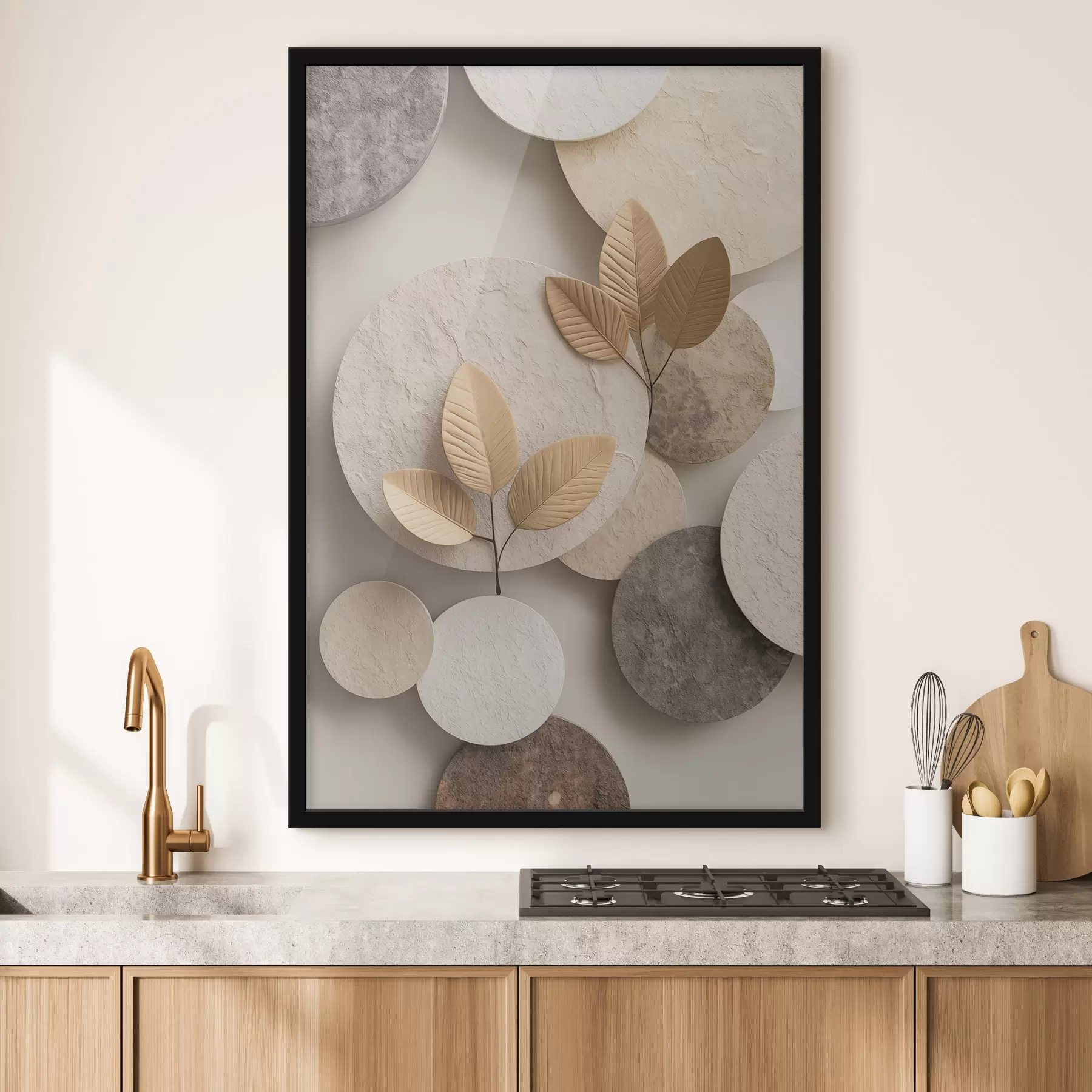 Obraz Kompozice s listy a kruhy Č. f48692
