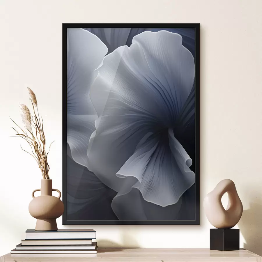 Fototapet Abstraktní modrobílé okvětní lístky na tmavém pozadí f48731