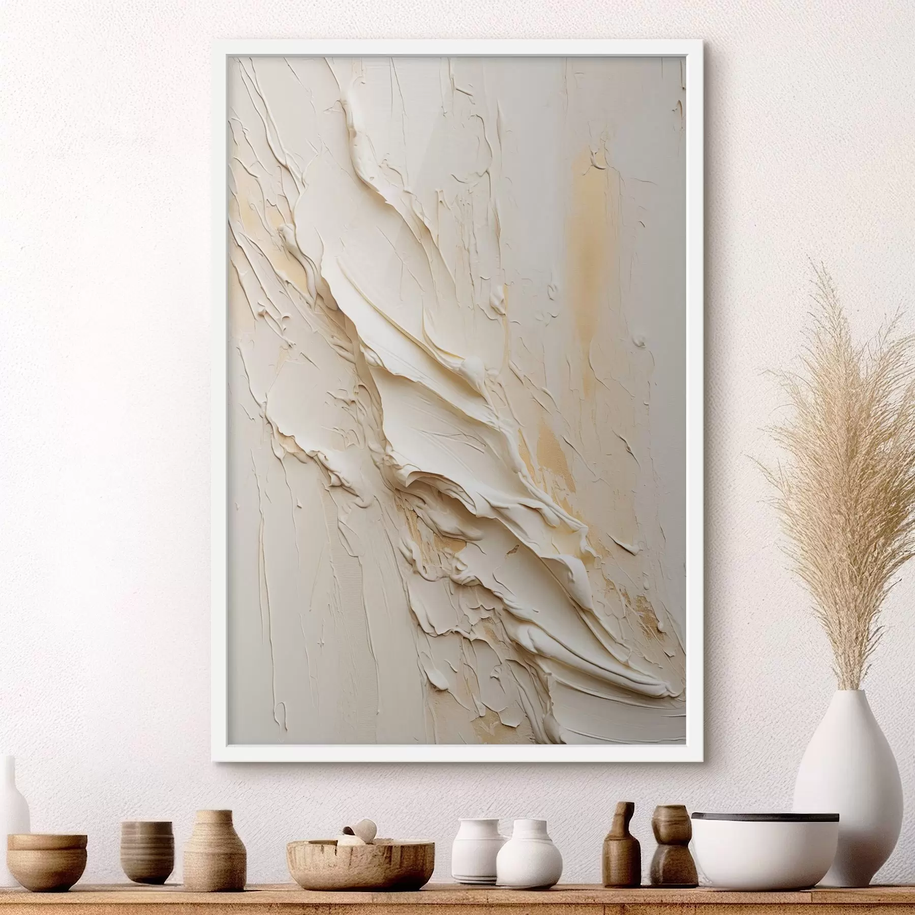 Fototapet Texturovaný obraz v krémových a béžových tónech v abstraktním stylu, minimalistické umění f48737