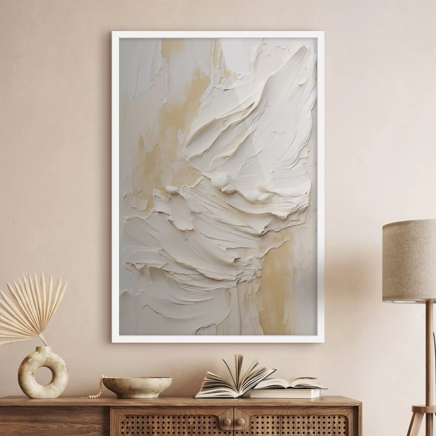 Fototapet Texturovaný obraz v krémových a béžových tónech v abstraktním stylu, minimalistické umění f48738