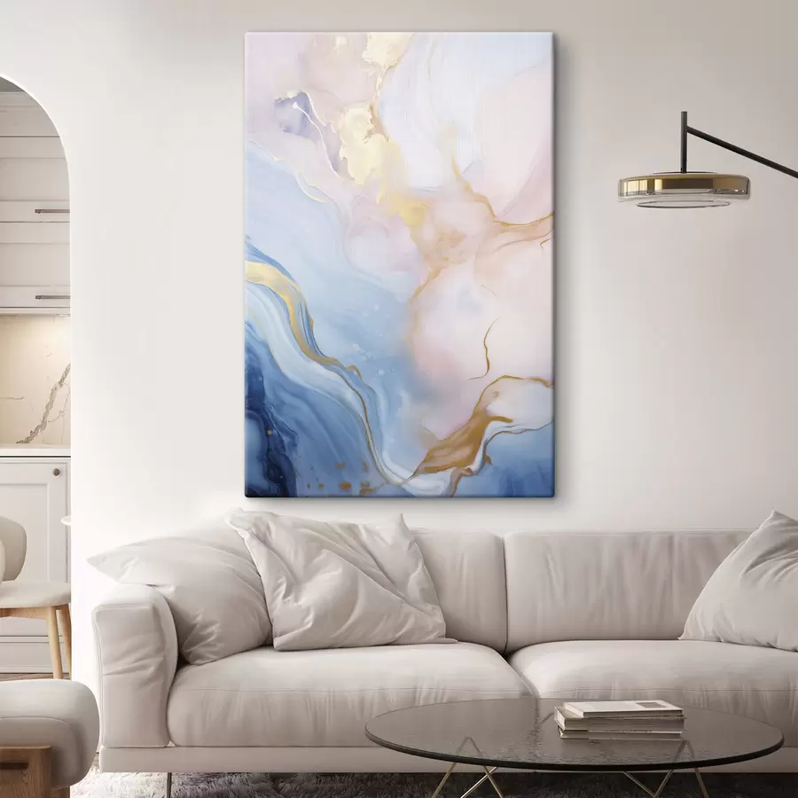 Obraz Abstraktní texturované fluidní umění s vířícími vzory v růžových a modrých barvách Č. s48730