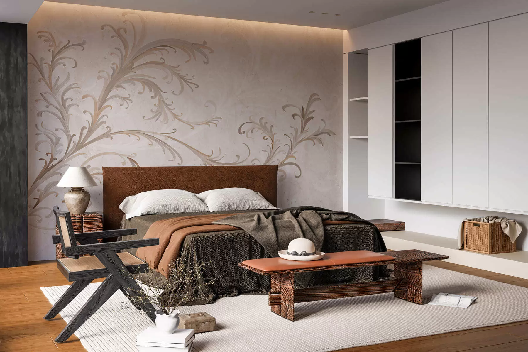 Fototapet Retro ozdoby na zdi ve stylu grunge w05490