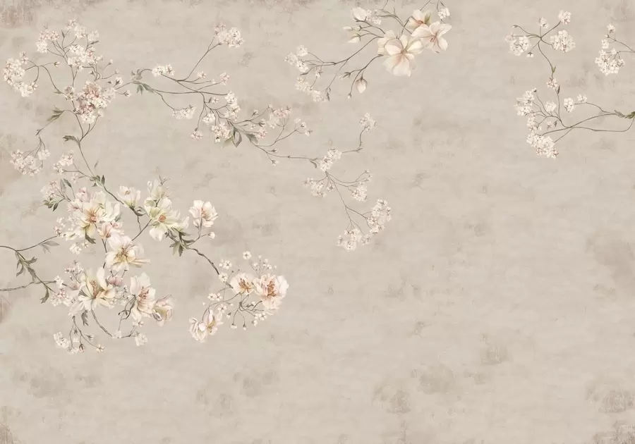 Fototapet Jemné květinové větvičky ve stylu chinoiserie na světlém pozadí w05427