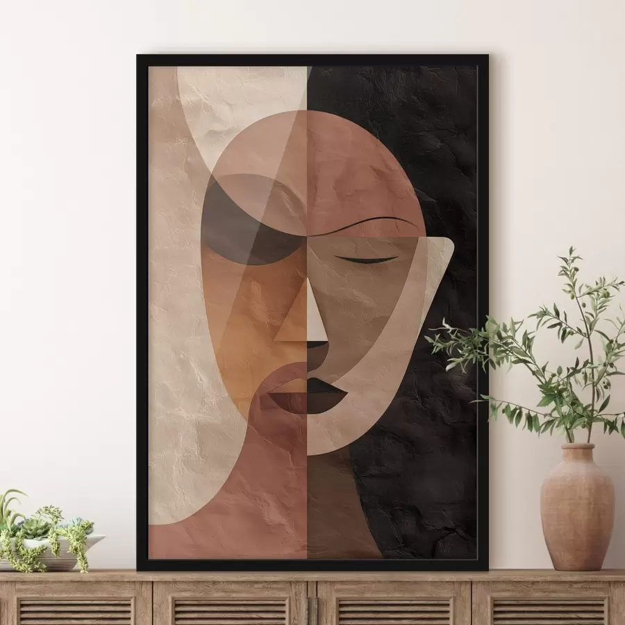 Fototapet abstraktní tvář v odstínech kávy f48777