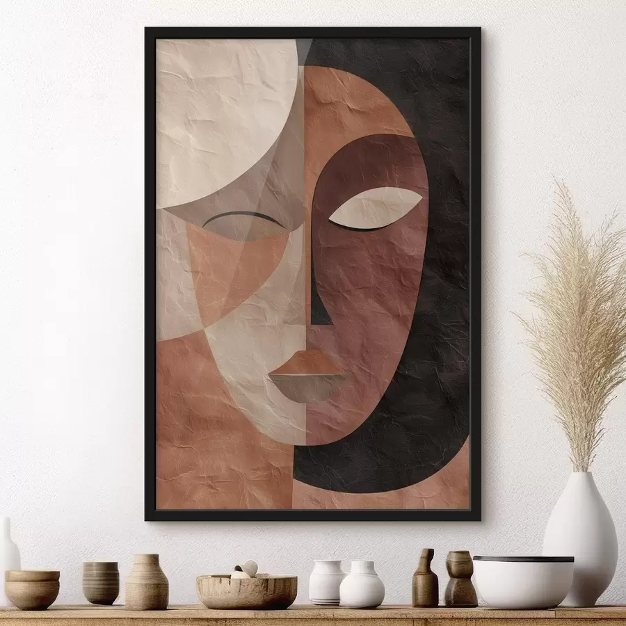 Fototapet abstraktní tvář v odstínech kávy f48778