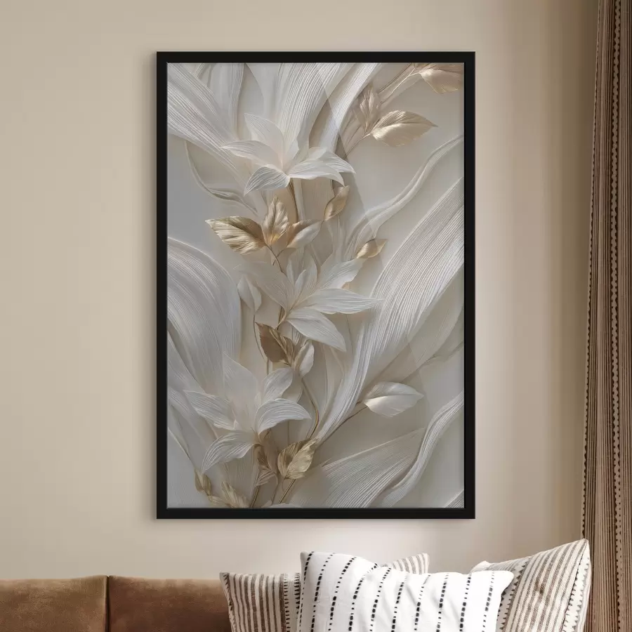 Fototapet vynikající napodobenina trojrozměrných listů, textur a květů f48788