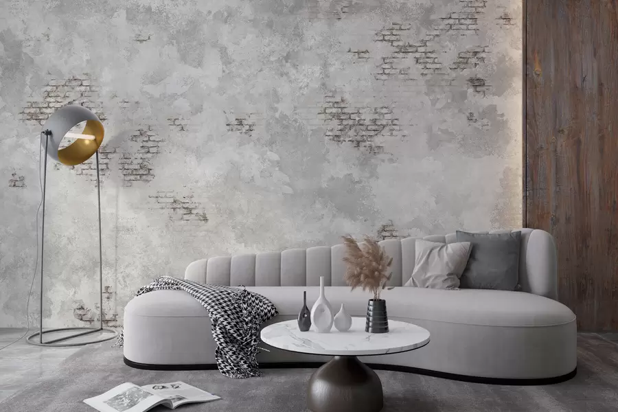Fototapet Textura omítky ve stylu grunge s fragmenty obnažených cihel w05161
