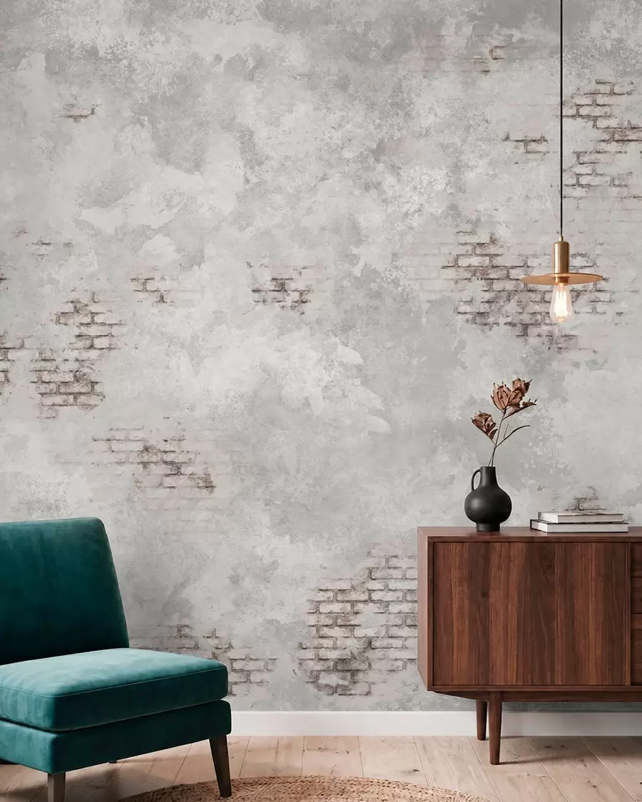 Fototapet Textura omítky ve stylu grunge s fragmenty obnažených cihel w05161