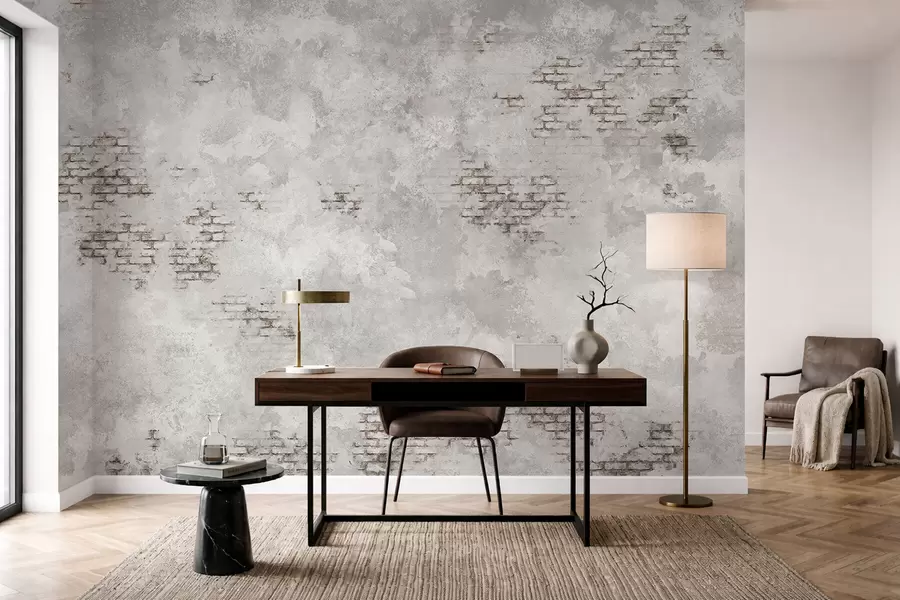 Fototapet Textura omítky ve stylu grunge s fragmenty obnažených cihel w05161