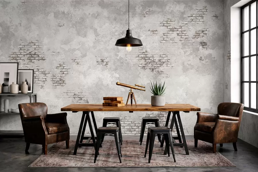 Fototapet Textura omítky ve stylu grunge s fragmenty obnažených cihel w05161