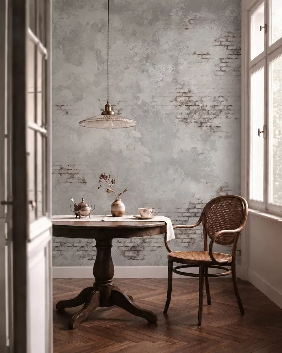 Fototapet Textura omítky ve stylu grunge s fragmenty obnažených cihel w05161
