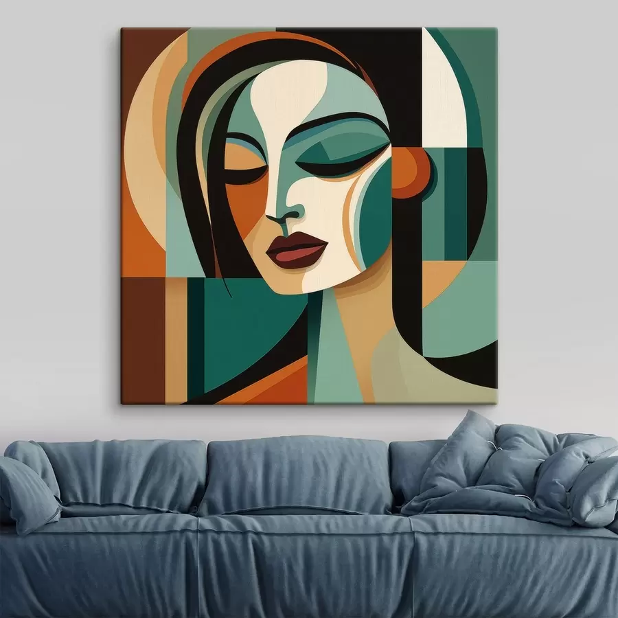 Obraz Portrét ženy v geometrickém stylu Č. s48952
