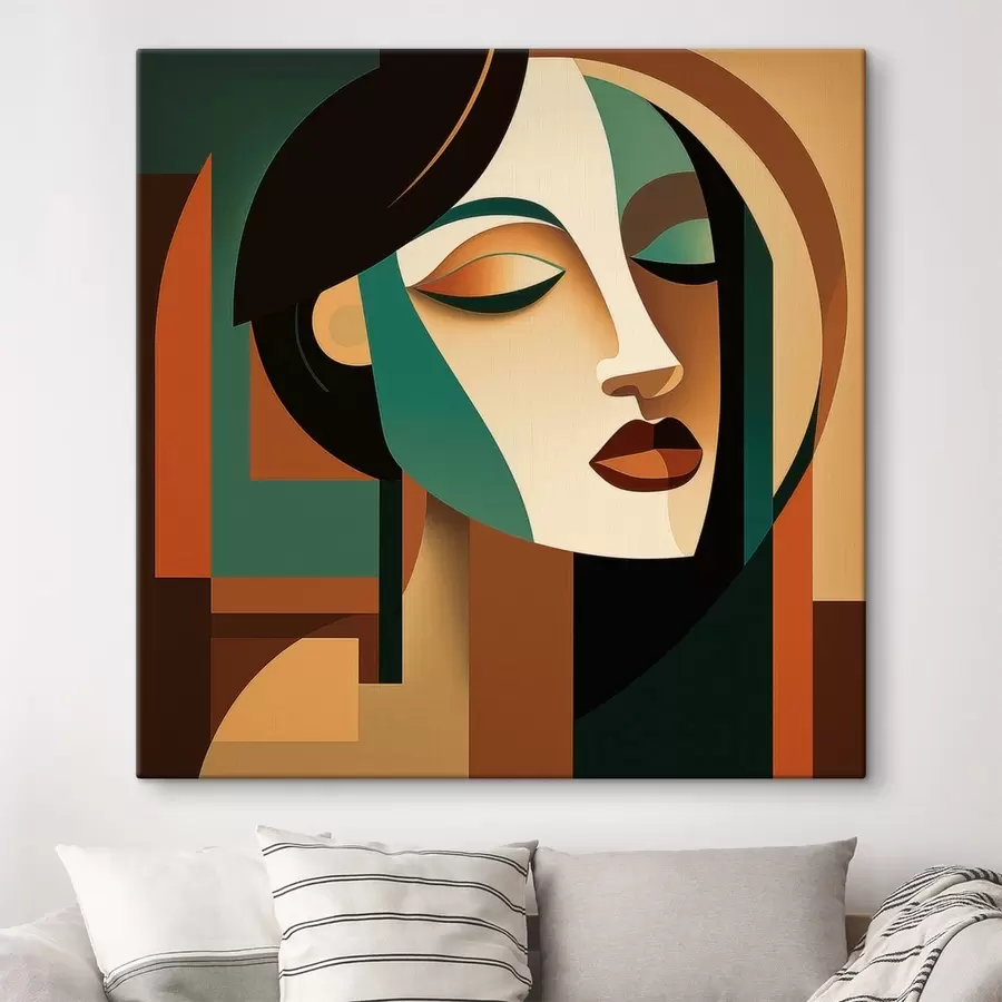 Obraz Portrét ženy v geometrickém stylu Č. s48953