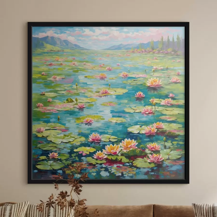 Fototapet Impresionismus: Liliovník s horami v dálce f48820