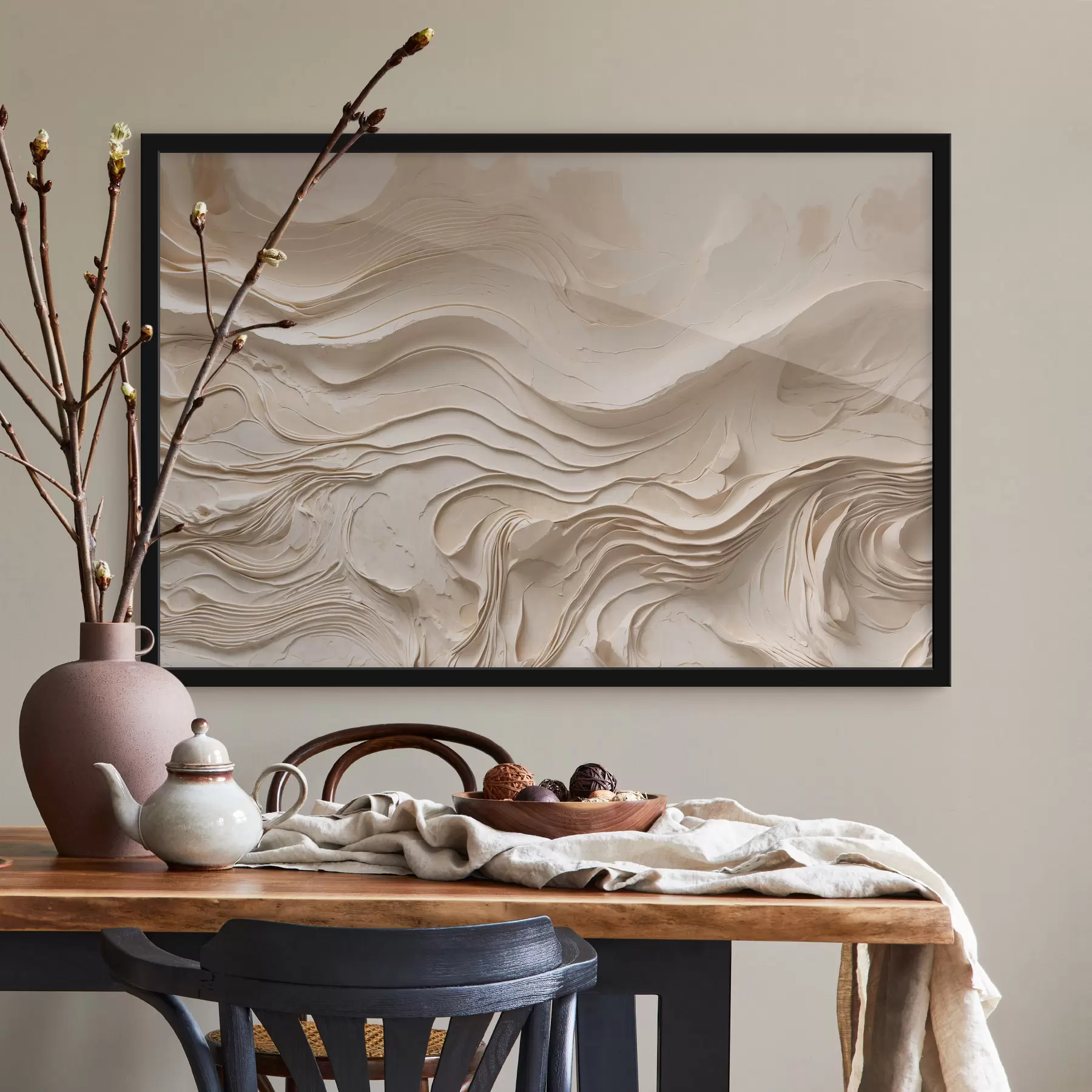 Fototapet Minimalistické abstraktní vlnící se vrstvy v béžových odstínech f48834