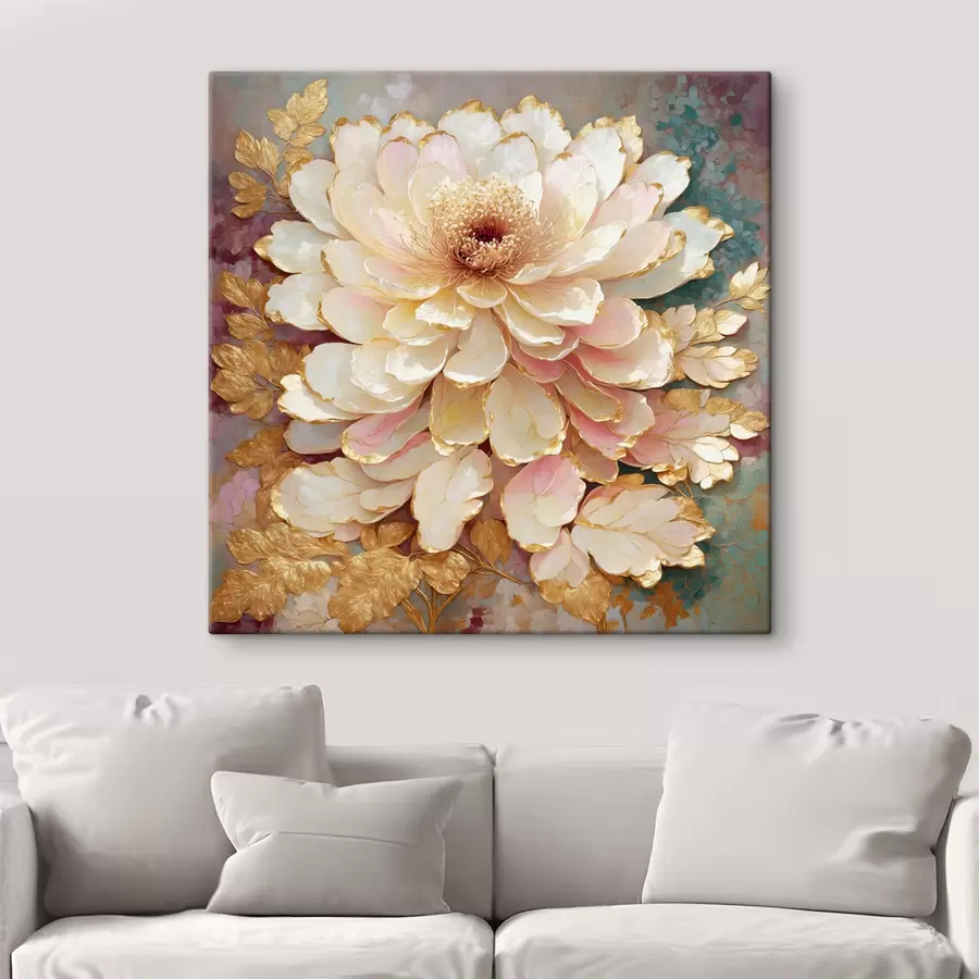 Obraz Květina ve stylu chinoiserie s ozdobnými listy a detaily Č. s48804