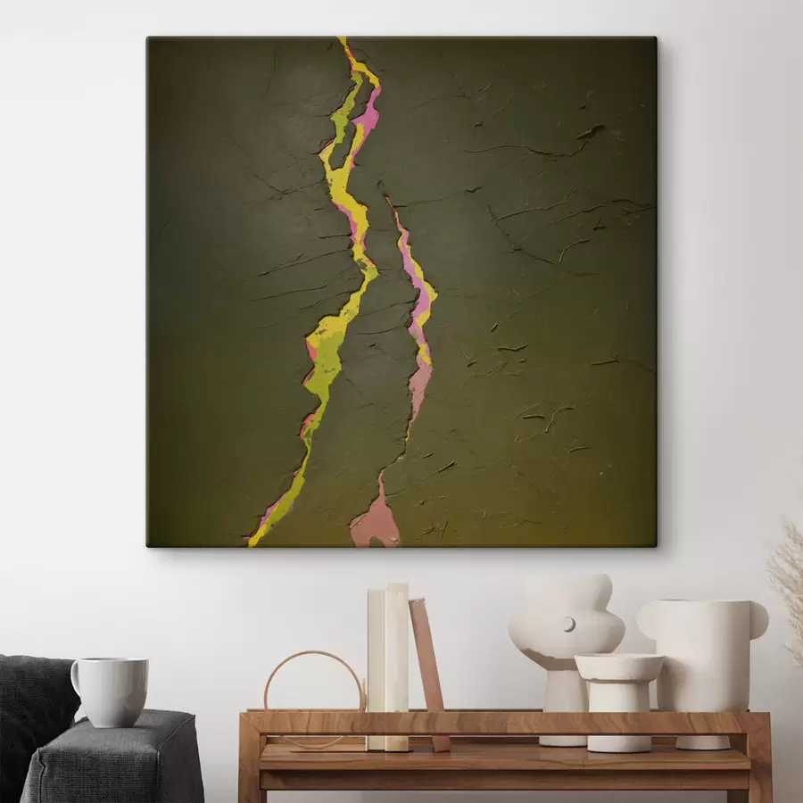 Obraz Abstraktní trhlina s výraznými vrstvami pod tmavým povrchem Č. s48805