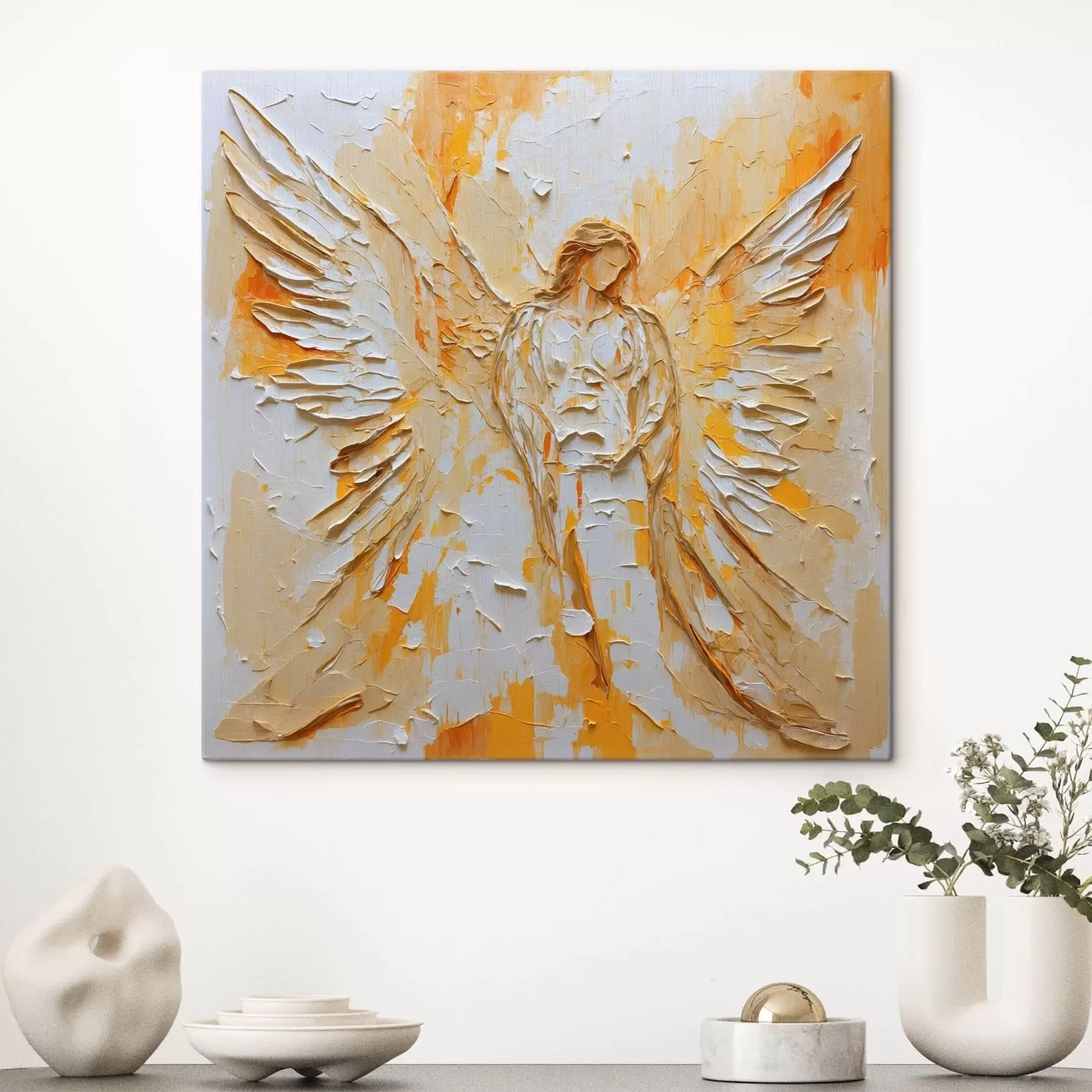 Obraz Soška anděla s křídly ve stylu impasto Č. s48808
