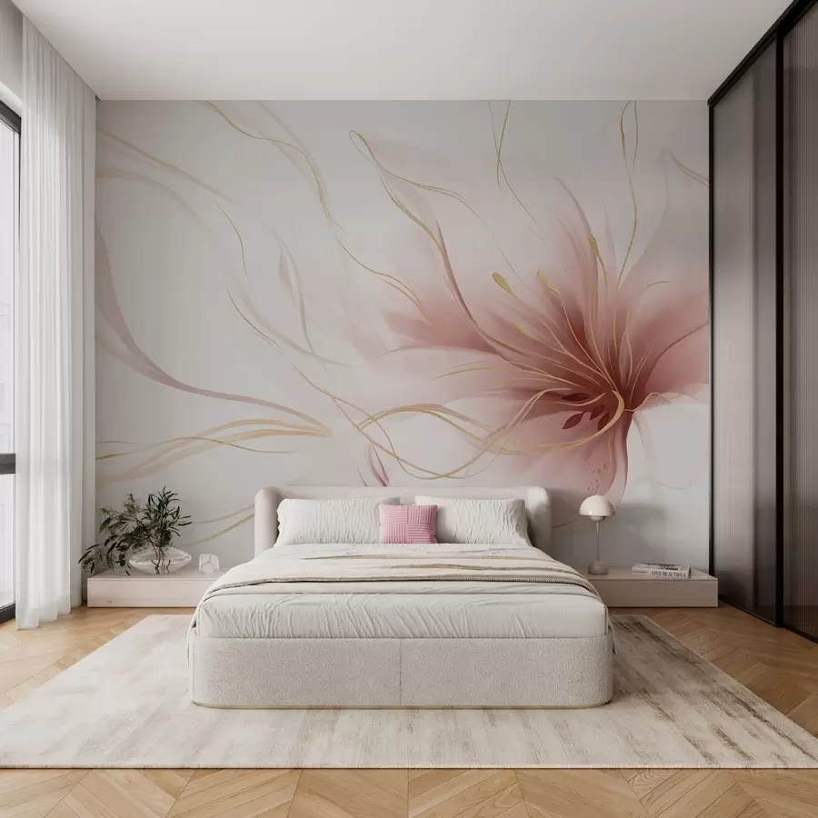 Fototapet Abstraktní růžový květ s plynulými liniemi ve stylu Fluid Art w05428v1