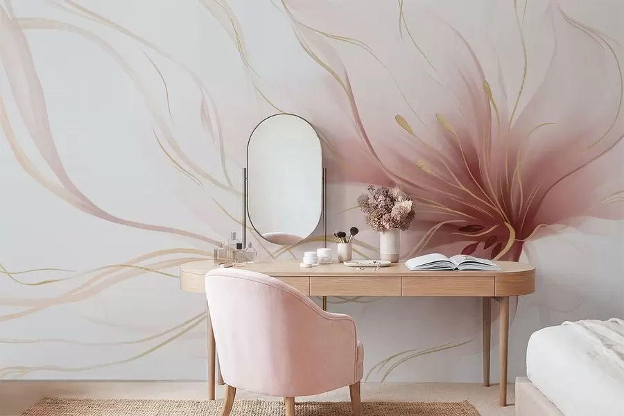 Fototapet Abstraktní růžový květ s plynulými liniemi ve stylu Fluid Art w05428v1