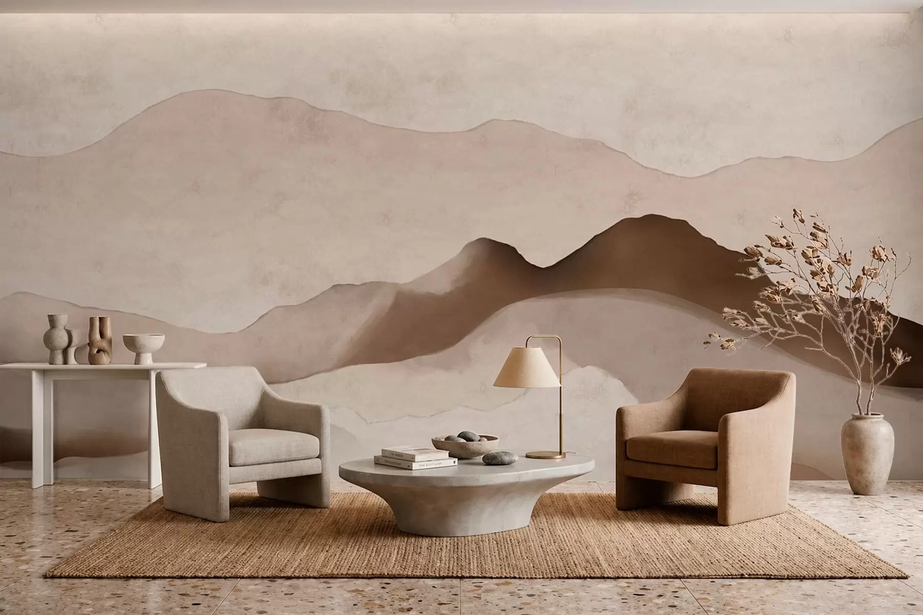 Fototapet Abstraktní hory ve stylu Japandi a minimalismu w05434