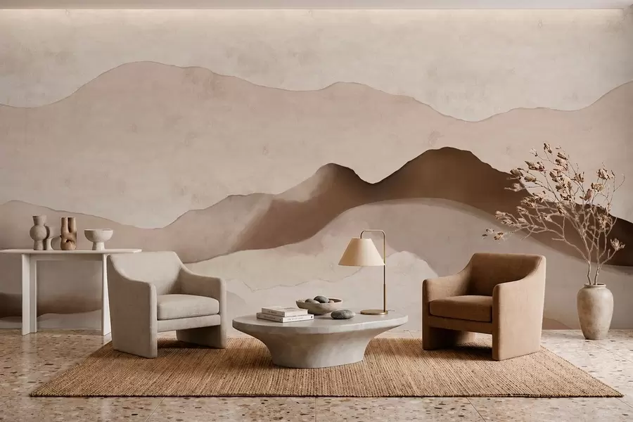 Fototapet Abstraktní hory ve stylu Japandi a minimalismu w05434