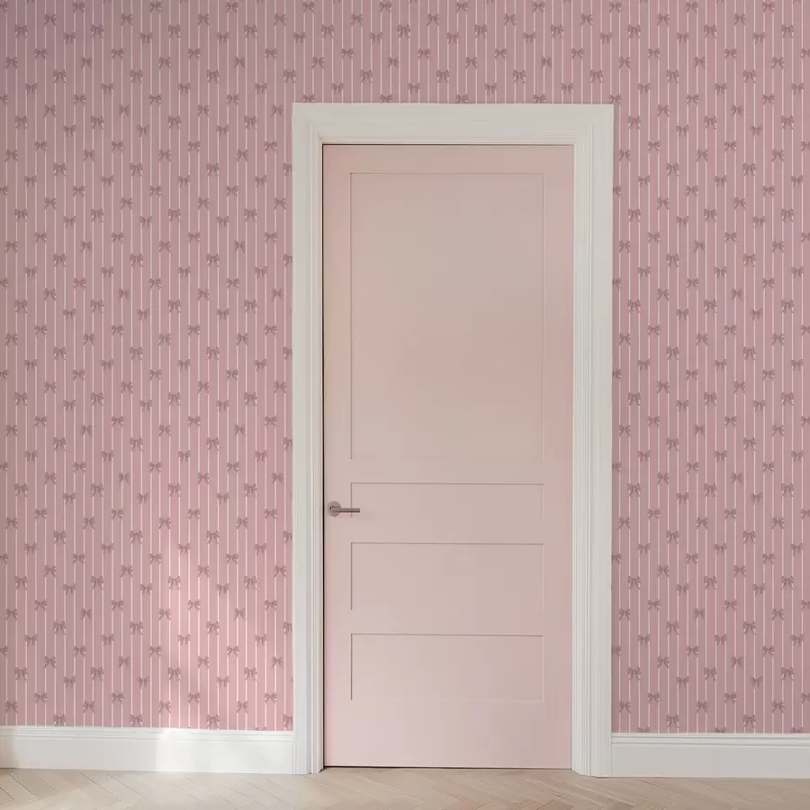 Fototapet Malé růžové mašličky na růžově pruhovaném pozadí a01076v1