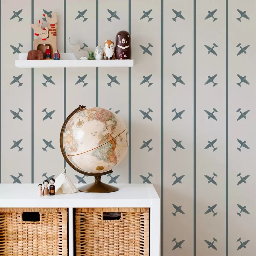 Fototapet Letadla v pruhovaném vzoru s modrými prvky a01169