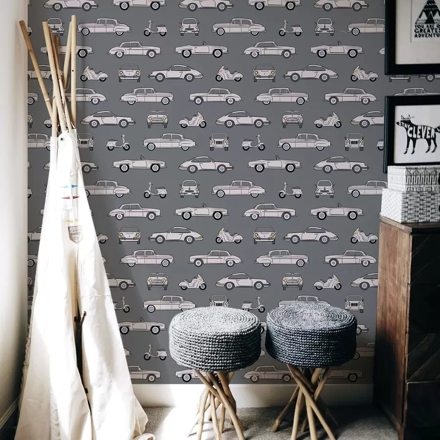 Fototapet Retro auta a skútry na tmavém pozadí a01178v3