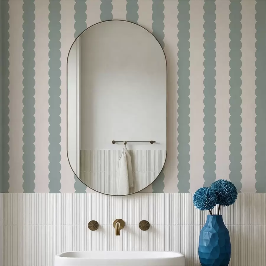 Fototapet Olivově zelené vlnovky ve stylu minimalismu a01182v1