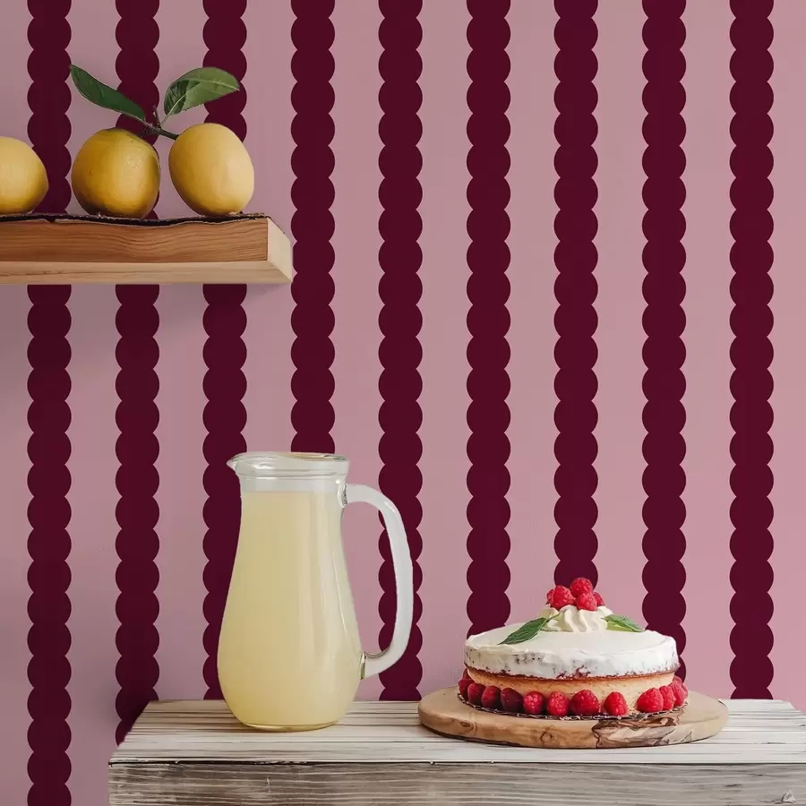 Fototapet Vlnitý vzor v barvě burgundské červené ve stylu minimalismu a01182v5