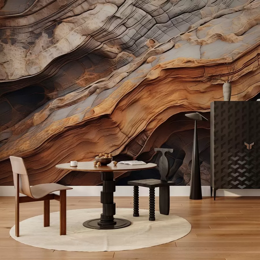 Fototapet Tmavá, sytá struktura dřeva w05520