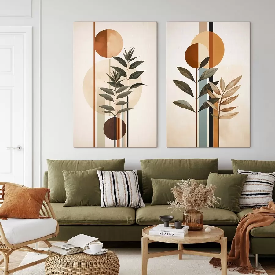 Obraz Abstraktní rostliny s kruhy a čarami Č. m30392