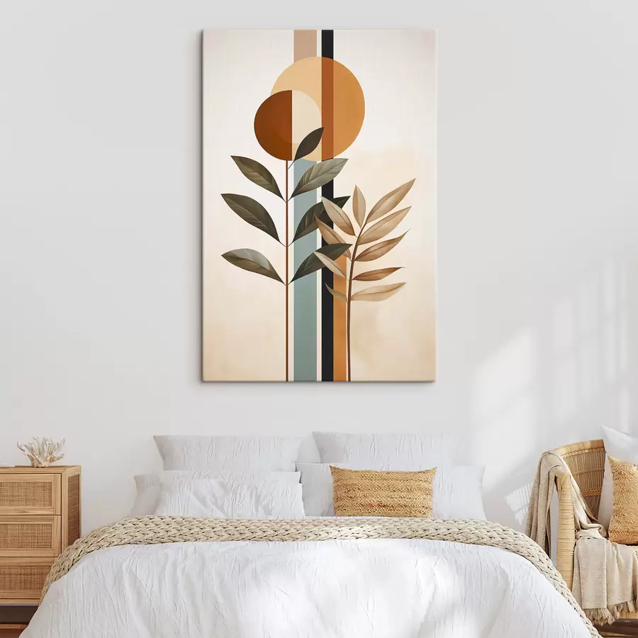 Fototapet Abstraktní rostliny s kruhy a čarami s48929