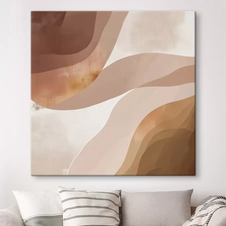 Obraz Abstraktní vlnící se tvary v kávově béžové barevné škále Č. s48836