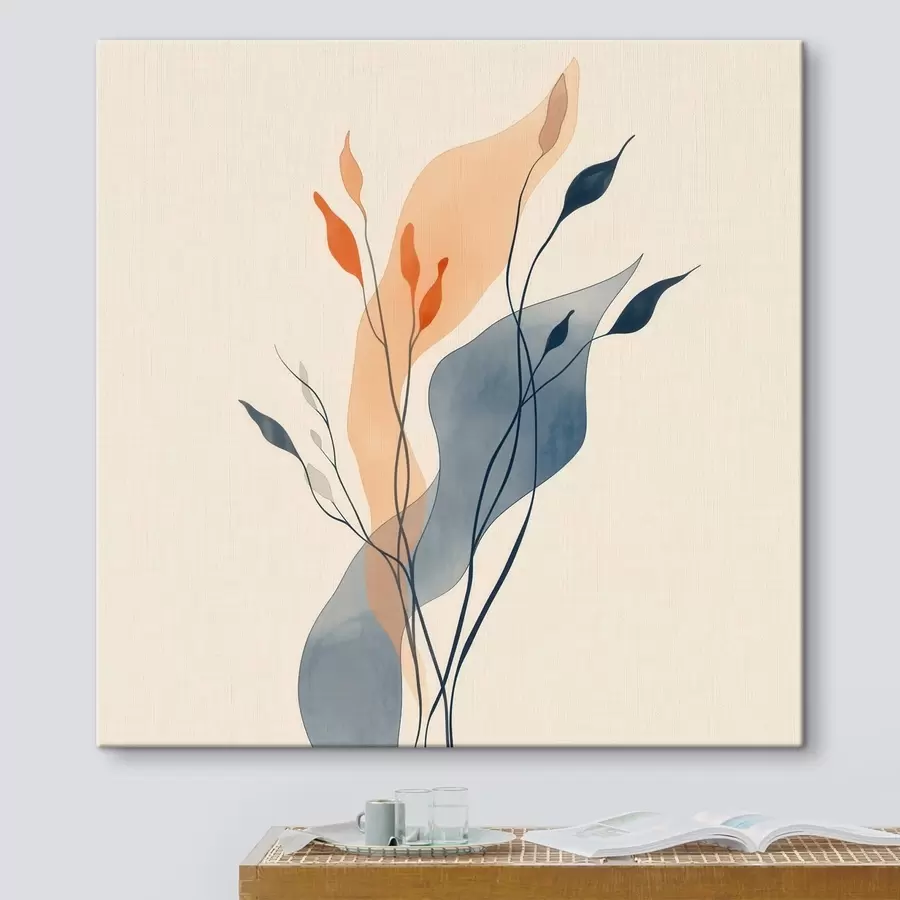 Obraz Kompozice s výraznými siluetami rostlin ve stylu umělecké ilustrace Č. s48838