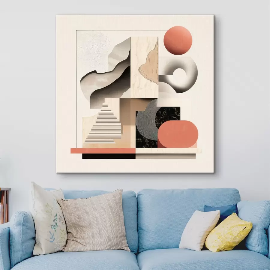 Obraz Abstraktní motivy v béžovo-šedé barevné škále v moderním malířském stylu Č. s48842