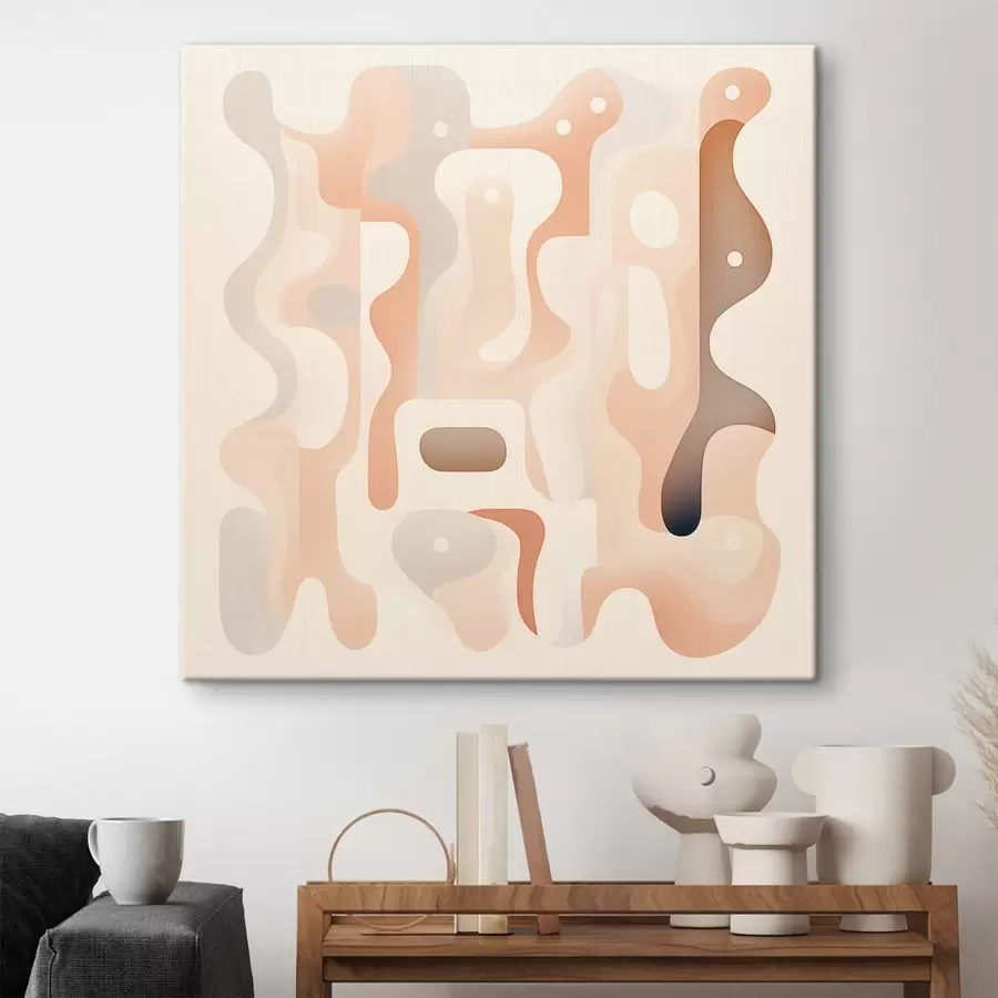 Obraz Harmonie zaoblených tvarů a přírodní barevné palety ve stylu ilustrací současného umění Č. s48845