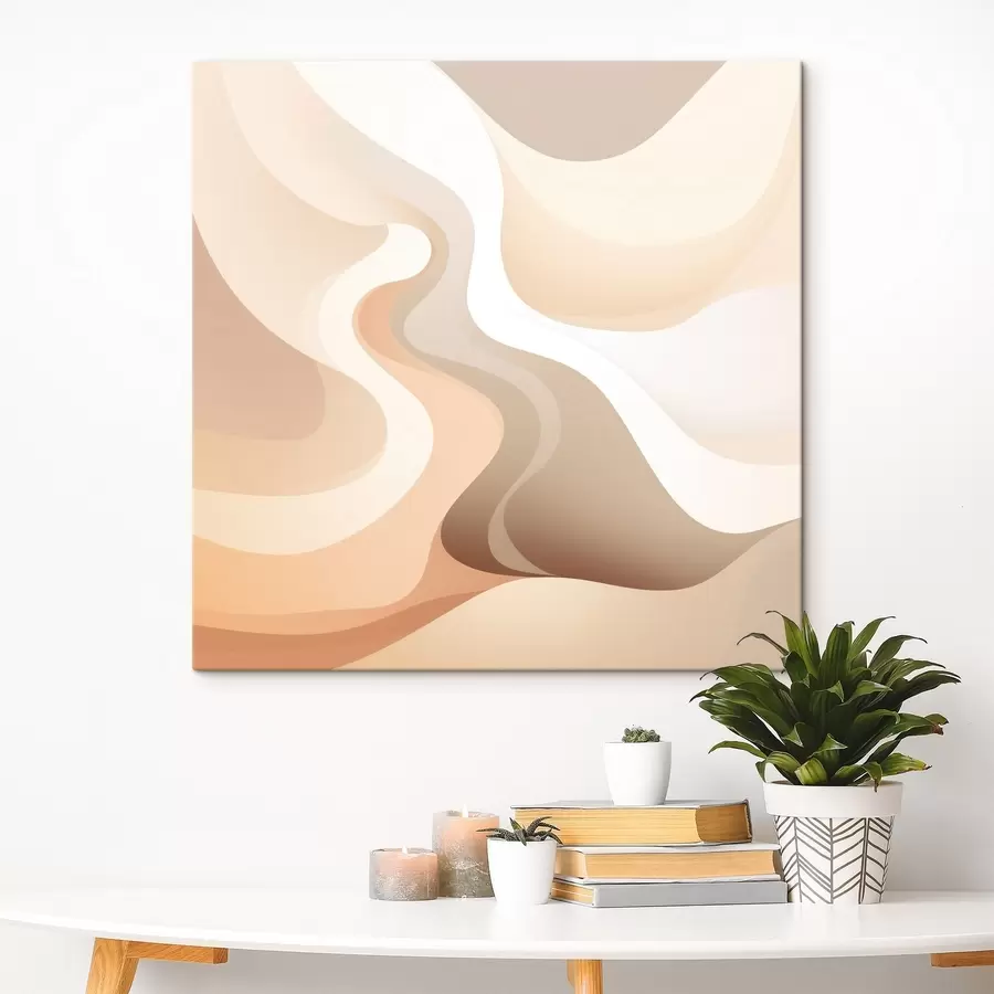Obraz Harmonie zakřivených tvarů a krémových odstínů ve stylu ilustrací současného umění Č. s48846