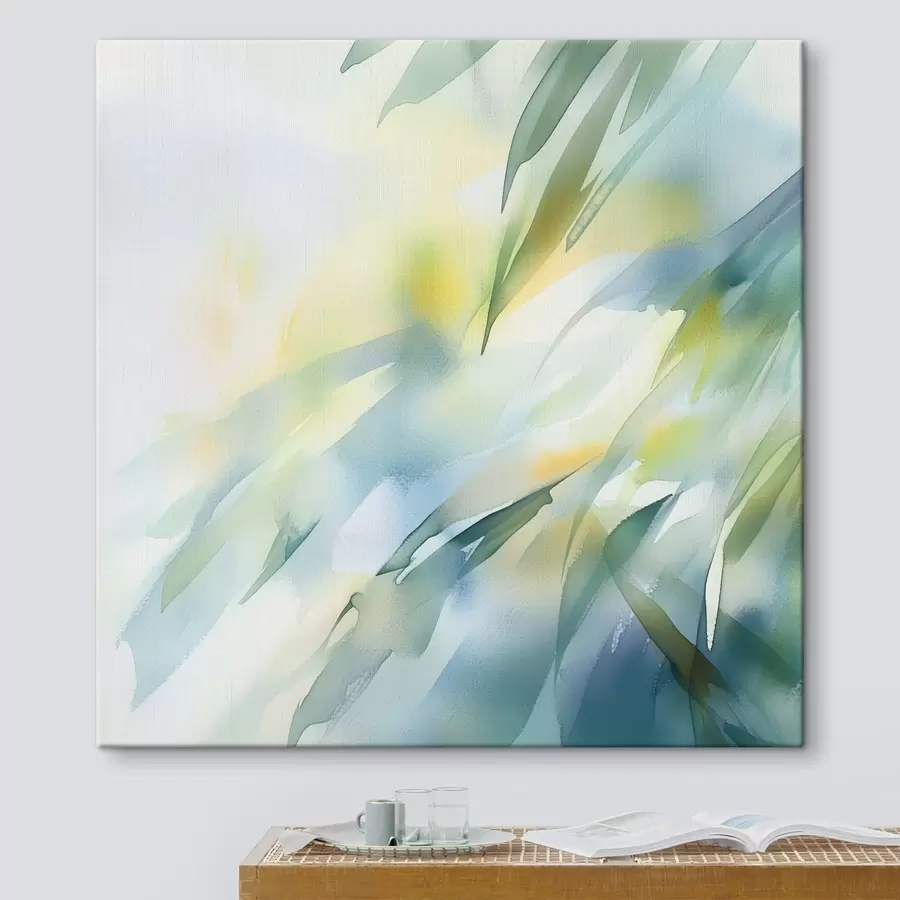 Obraz Rozostřené přírodní tvary a jemné tyrkysové odstíny v uměleckém stylu plakátu Č. s48850