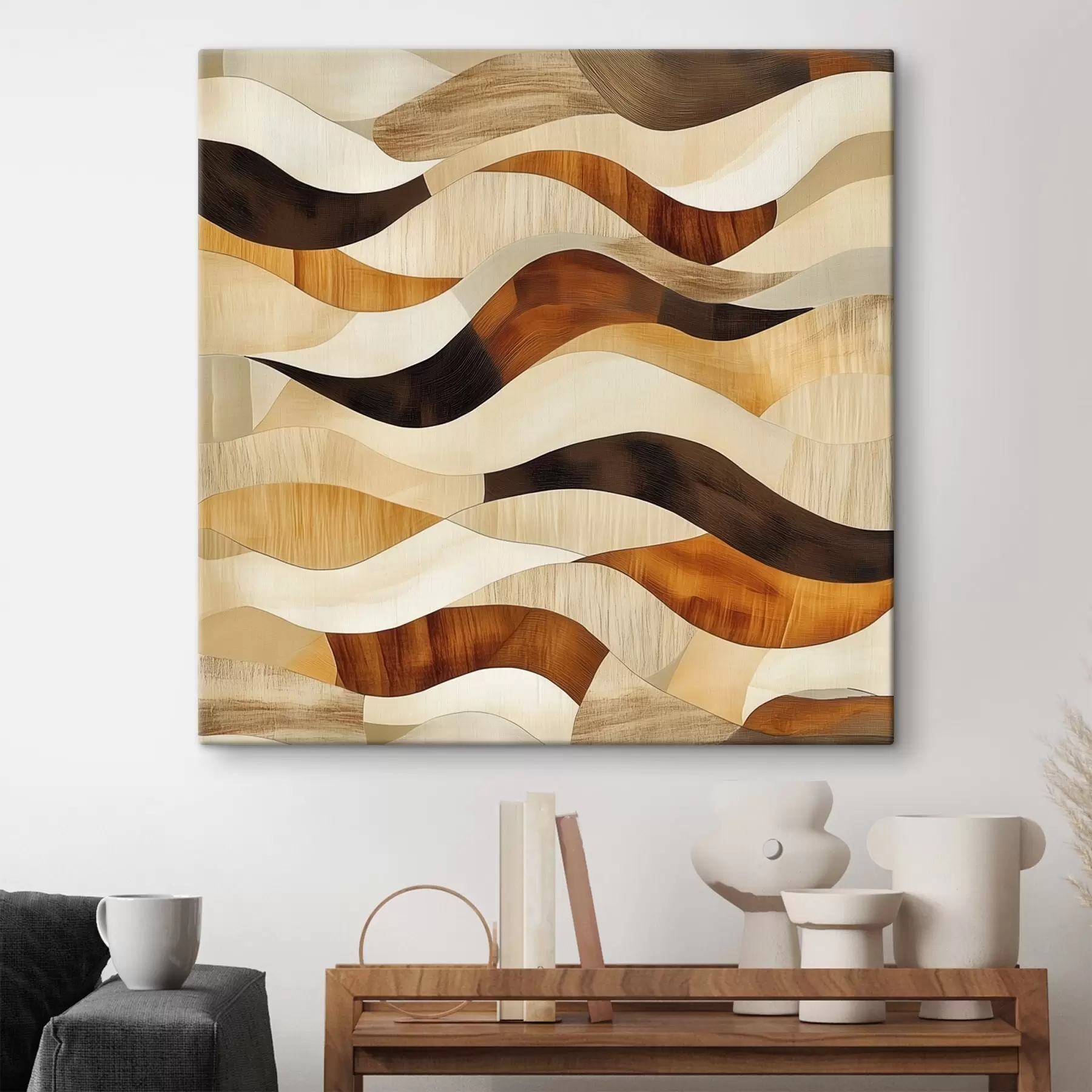 Obraz Estetika organických linií a přírodních odstínů dřeva v uměleckém stylu plakátu Č. s48852