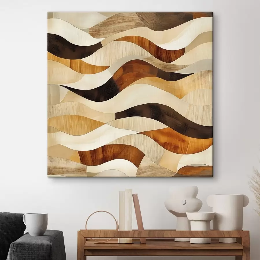 Obraz Estetika organických linií a přírodních odstínů dřeva v uměleckém stylu plakátu Č. s48852