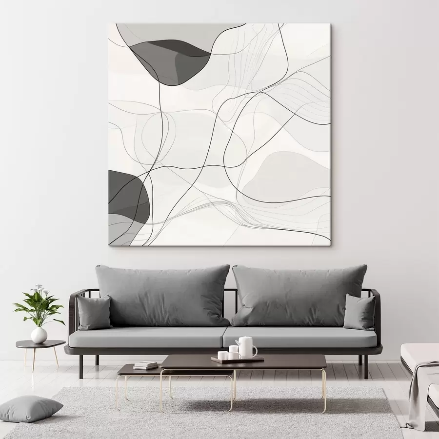 Obraz Minimalistická abstraktní scéna s tenkými čarami a jemnými stíny Č. s48853